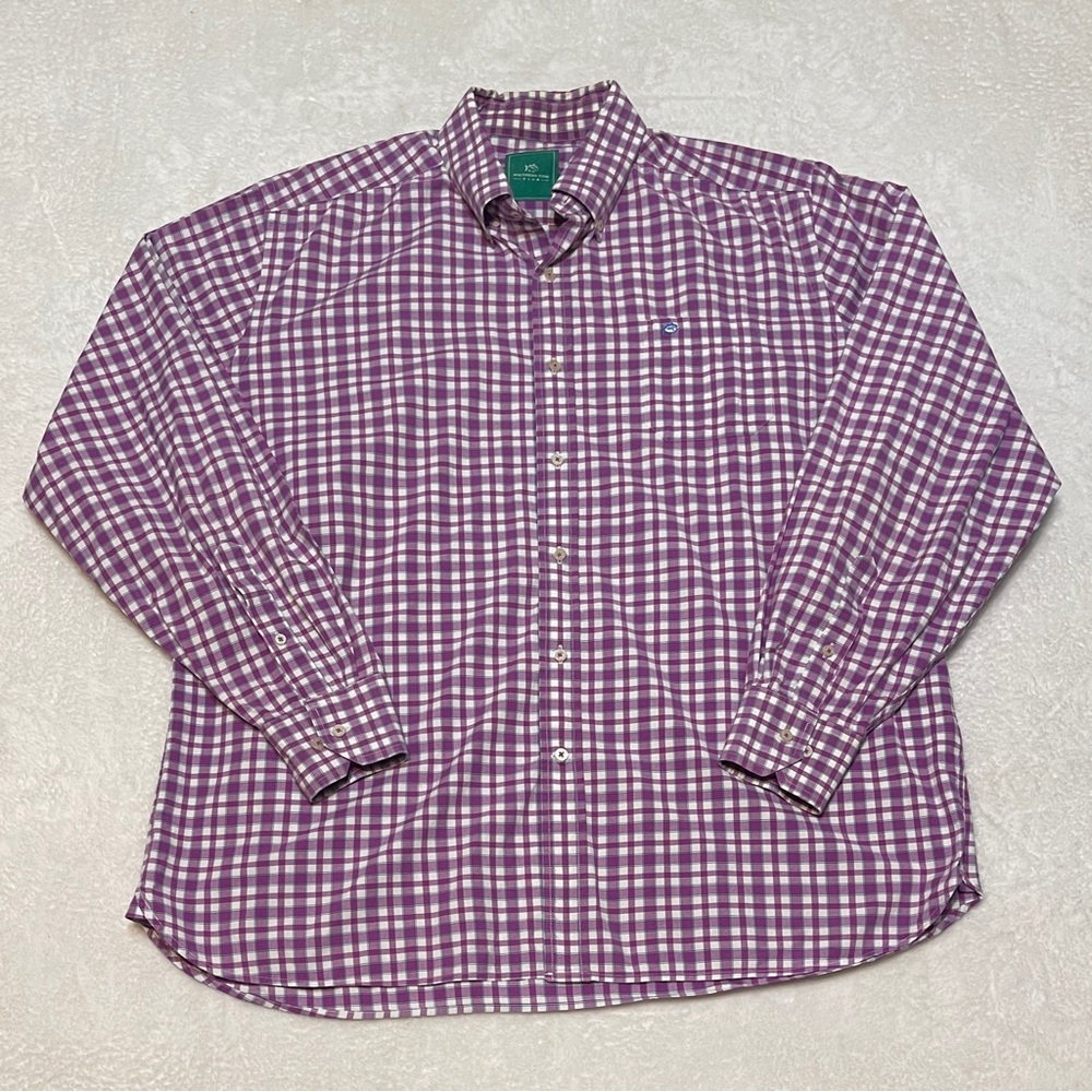 Southern Tide Club Purple and White Preppy Long Sleeve Button Down Shirt XL